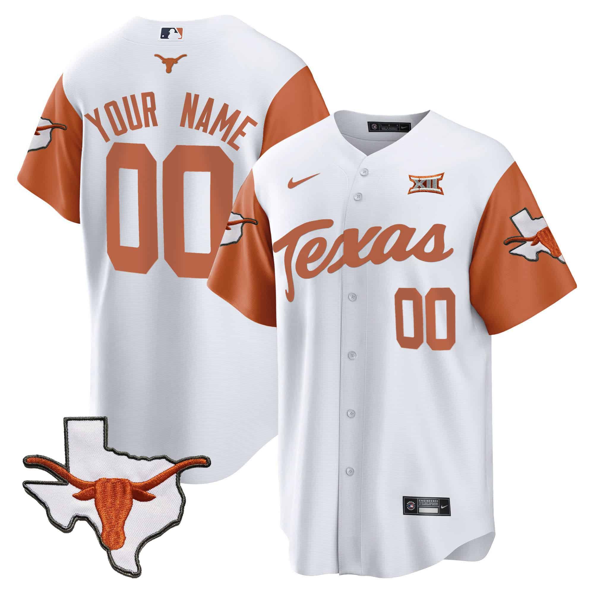 Men Texas Longhorns White 2024 Nike Baseball Custom NCAA Jersey style 1